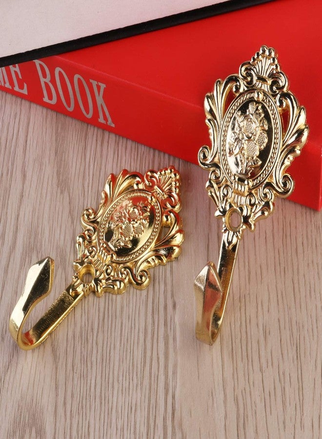 Sewroro 2Pcs Zinc Alloy Curtain Holdback Hooks Bronze Rose Pattern Wall Hooks for Drapes Tiebacks Vintage Gold Curtain Holdback Gold Hardware for Home and Hotel - Image 4