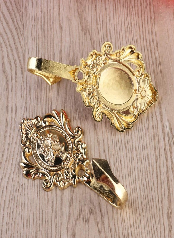 Sewroro 2Pcs Zinc Alloy Curtain Holdback Hooks Bronze Rose Pattern Wall Hooks for Drapes Tiebacks Vintage Gold Curtain Holdback Gold Hardware for Home and Hotel - Image 5