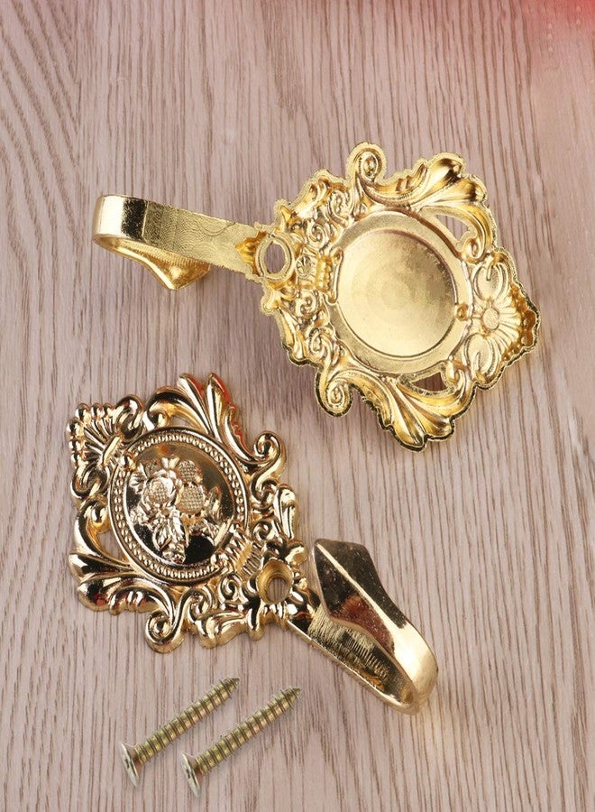 Sewroro 2Pcs Zinc Alloy Curtain Holdback Hooks Bronze Rose Pattern Wall Hooks for Drapes Tiebacks Vintage Gold Curtain Holdback Gold Hardware for Home and Hotel - Image 3