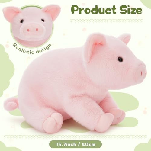 BENINY 5 Pcs Pig Stuffed Animal Plush Pink Mommy 16 with 4 Little Piggy in Her Zippered Tummy Cute Plushie Toy Gift for Girls and Kids - Image 5