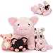 BENINY 5 Pcs Pig Stuffed Animal Plush Pink Mommy 16 with 4 Little Piggy in Her Zippered Tummy Cute Plushie Toy Gift for Girls and Kids - Image 2
