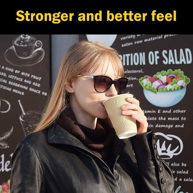 SEZ Premium Ripple Paper Cups for Wedding Event and Office UseBrown360 Ml Pack of 75 Pcs - Image 3