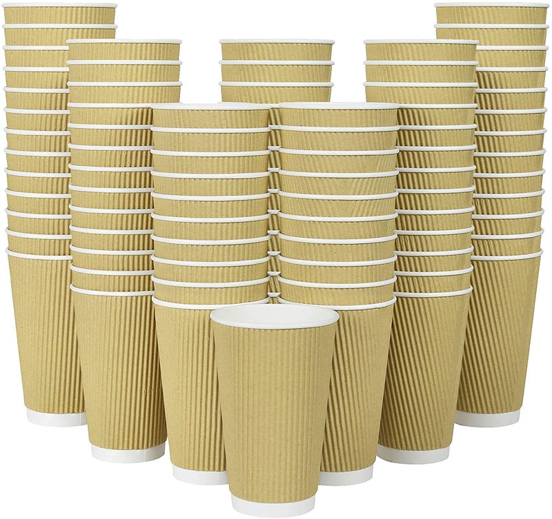 SEZ Premium Ripple Paper Cups for Wedding Event and Office UseBrown360 Ml Pack of 75 Pcs - Image 1