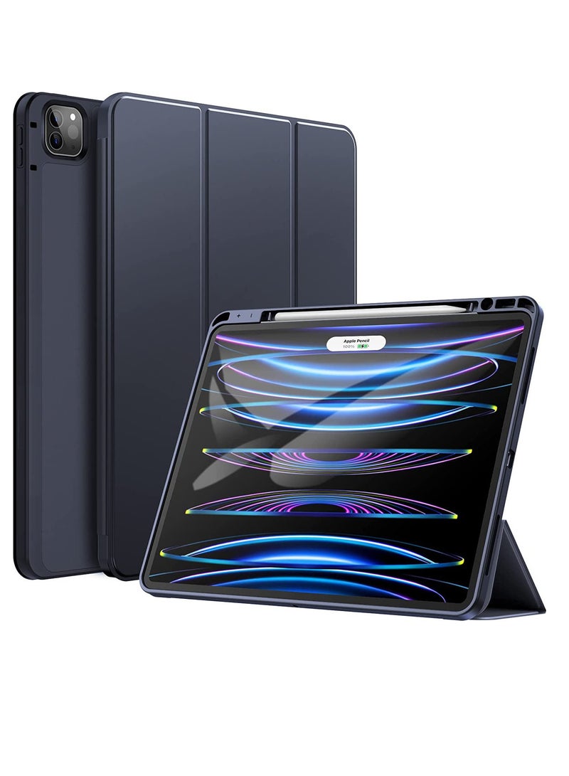 DUSALA Compatible with iPad Pro 12.9 inch Case 2022 2021  Model Number A2378 A2379 A2461 A2462 TPU Flexible Back Cover with Pencil Holder Auto Wake Sleep - Image 1