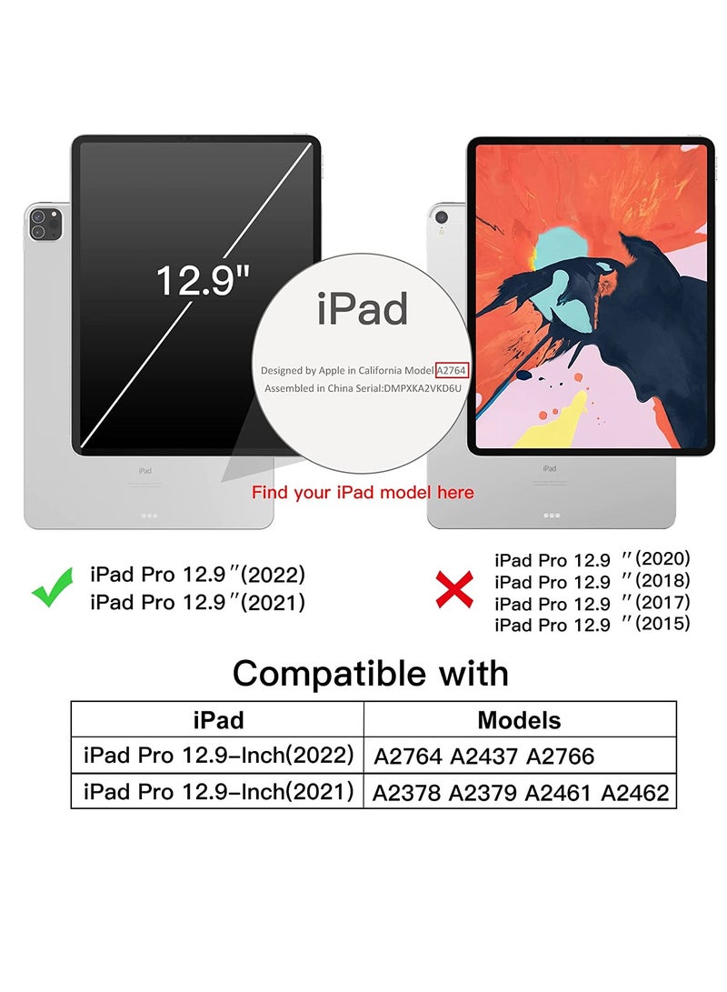 DUSALA Compatible with iPad Pro 12.9 inch Case 2022 2021  Model Number A2378 A2379 A2461 A2462 TPU Flexible Back Cover with Pencil Holder Auto Wake Sleep - Image 2