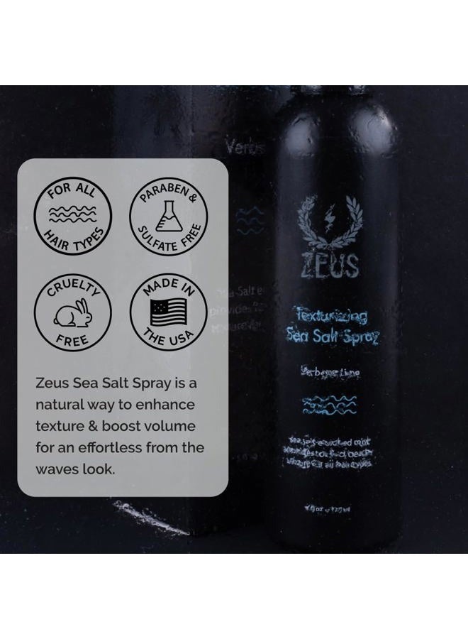 Zeus Texturizing Sea Salt Hair Spray, Professional Volumizing & Styling Mist, Enhance Texture & Volume for Effortless Beachy Hair & Beard, Lightweight Hold & Matte Finish (Made in USA) - Image 4
