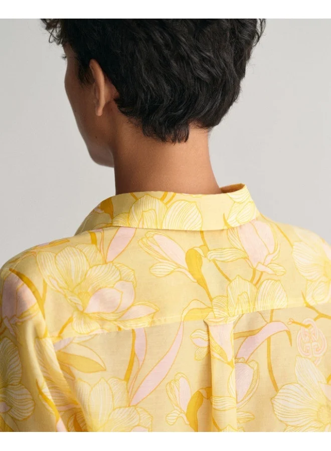 GANT Gant Regular Fit Magnolia Print Cotton Silk Shirt