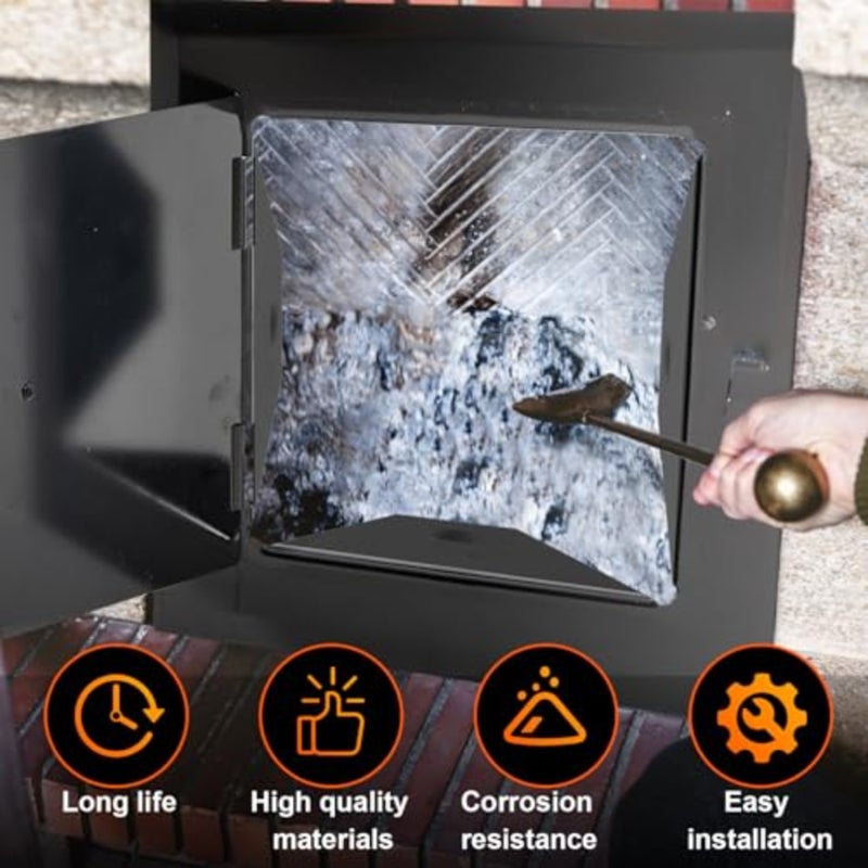 Yaocom 1 Pack 8" x 8" Steel Chimney Cleanout Door Fireplace Trap Door with Secure Closing Clasp Design for Ashes Indoor Outdoor Wall Chimney - Image 4