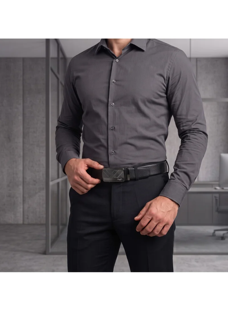 Classic Milano Black (ALTHQ-3705-7) Classic Milano Genuine Leather Belt for Men, Formal Dress Belt with Automatic Ratchet Buckle, Men's Belt for Office Wear with Gift Box for Men | Best Price UAE