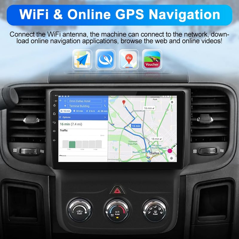 AWESAFE Android Car Stereo for Dodge RAM 1500 2500 3500 2013 2014 2015 2016 2017 2018, Ram 1500 Radio Replacement with Wireless CarPlay Android Auto - 2+32GB (Only fit Manual AC) - Image 3