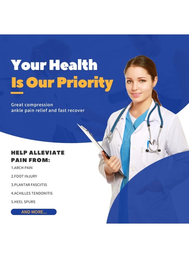 كيلا جراب ضغط قابل للتعديل من النحاس للكاحل (زوج) - دعامة الكاحل ودعامة الكعب لالتهاب وتر أخيل والتهاب اللفافة الأخمصية - يخفف التورم والالتواء في الكاحل (كبير) - Image 3