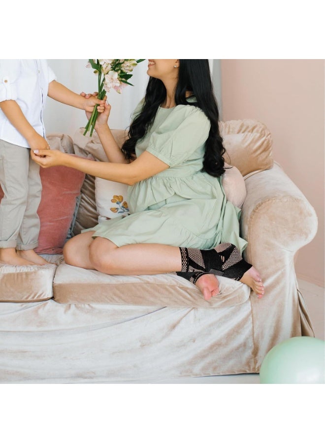 كيلا جراب ضغط قابل للتعديل من النحاس للكاحل (زوج) - دعامة الكاحل ودعامة الكعب لالتهاب وتر أخيل والتهاب اللفافة الأخمصية - يخفف التورم والالتواء في الكاحل (كبير) - Image 5