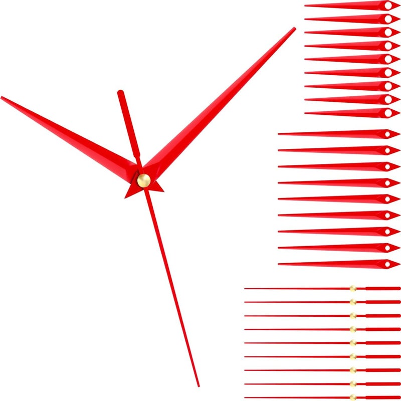 Hemobllo 10 Sets Clock Hands - DIY Wall Clock Hands Pointers s Replacement Parts Accessories s Kit for DIY Repair Parts Replacement, Red - Image 1