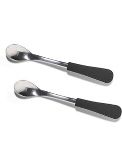 Avanchy Stainless Steel Infant Spoons - First Stage Spoons - 4 Months and Older - Baby Led Weaning - Stainless Steel Utensils - 6" x 0.9" (Black)  - Image 1