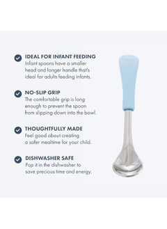 Avanchy Stainless Steel Infant Spoons - First Stage Spoons - 4 Months and Older - Baby Led Weaning - Stainless Steel Utensils - 6" x 0.9" (Black)  - Image 3