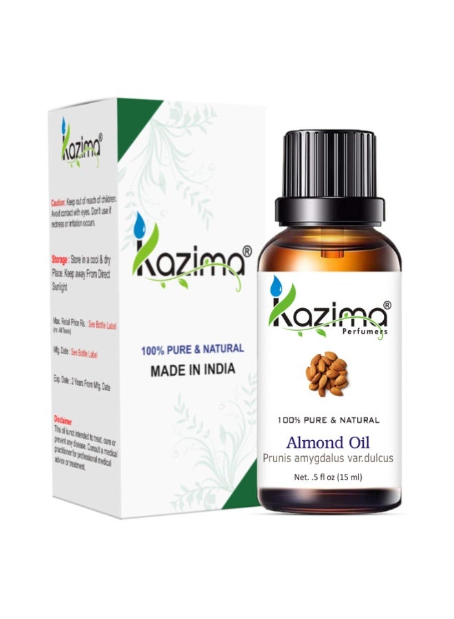 KAZIMA Combo of Castor Oil and Almond Oil - 100% Pure Cold Pressed Carrier Oil for Acne, Moisturizing Scalp, Dandruff Control, Hair Growth & Skin Moisturizing, 15 ml each - Image 3