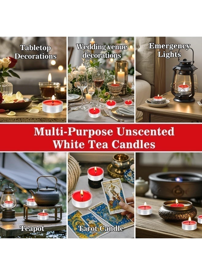 شو وو 100 قطعة شموع شاي صغيرة حمراء بلا عطر من صويا، صغيرة الحجم تدوم طويلاً لتزيين المنزل وحفلات الزفاف وحفلات المسبح والطوارئ - أحمر - Image 4