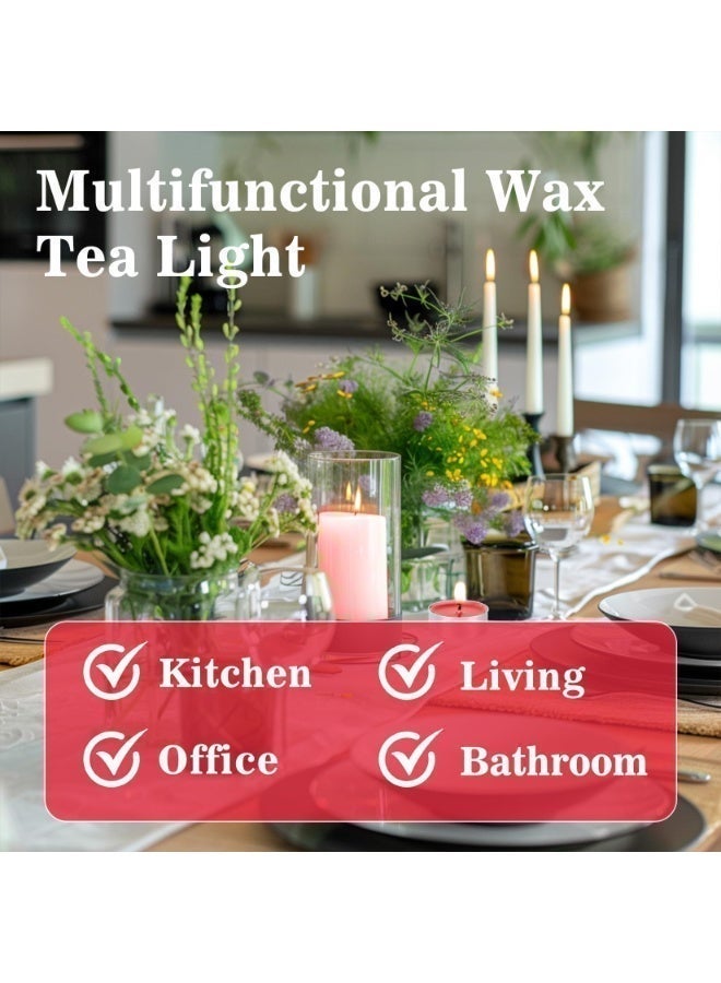 شو وو 100 قطعة شموع شاي صغيرة حمراء بلا عطر من صويا، صغيرة الحجم تدوم طويلاً لتزيين المنزل وحفلات الزفاف وحفلات المسبح والطوارئ - أحمر - Image 3