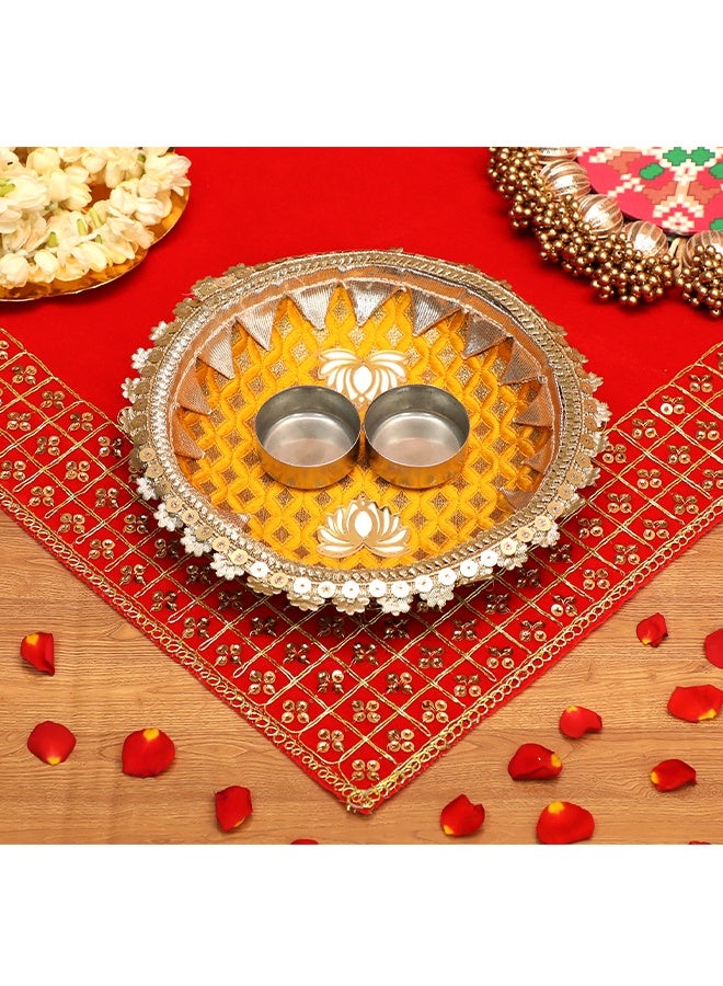 Madhoor Traditional Decorative Pooja Thali 8 Inches