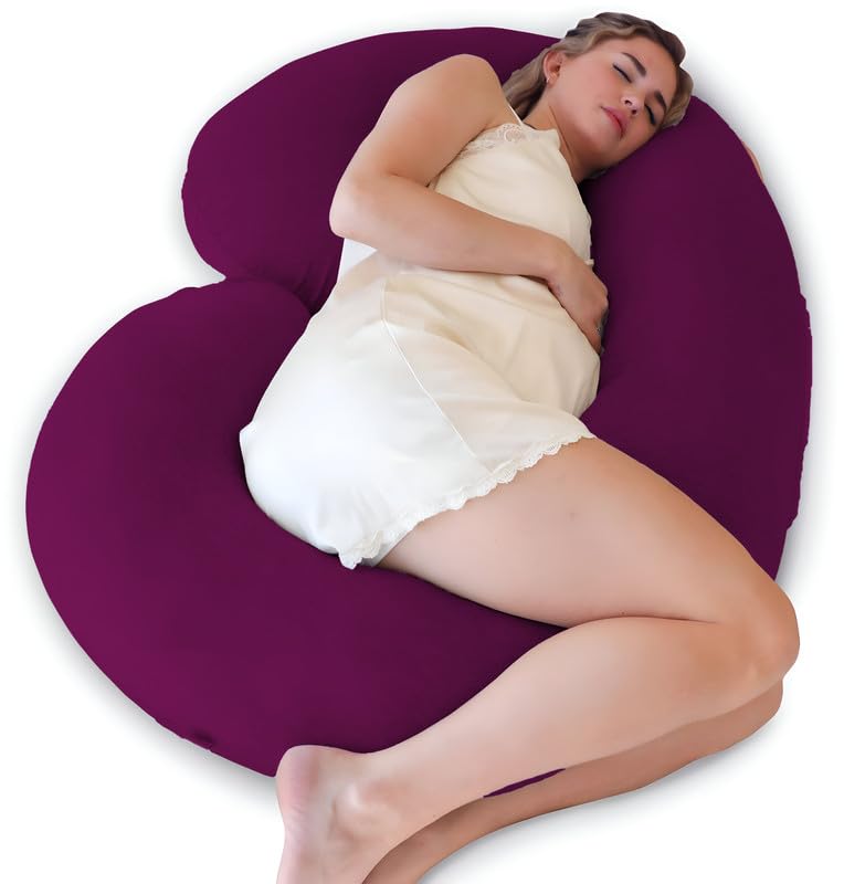 DADDY COOL Full Body C Shape Pregnancy Pillow for Pregnant Women Maternity Pillow Gift for Pregnancy Sleeping Pillow Pack of 1 Wine - Image 1