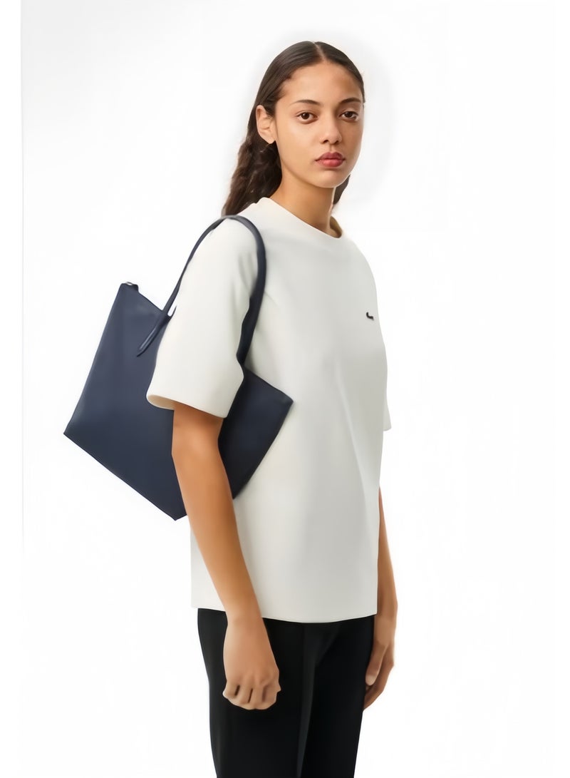 Lacoste Women's L12.12 Concept Fashion Versatile Large Capacity Zipper Handbag Tote Bag Shoulder Bag Medium Dark Blue - Image 2
