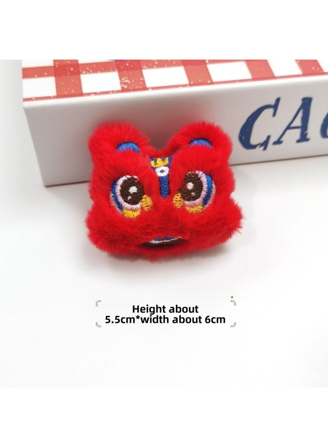 Year Dragon Year Cartoon Lion Dance Doll Pendant Clothing Hair Accessories Keychain Children's Socks Bag Accompanying Gift-Specifications:Red Lion Awakening-Color:Bead Chain Style (silver Chain) - Image 1