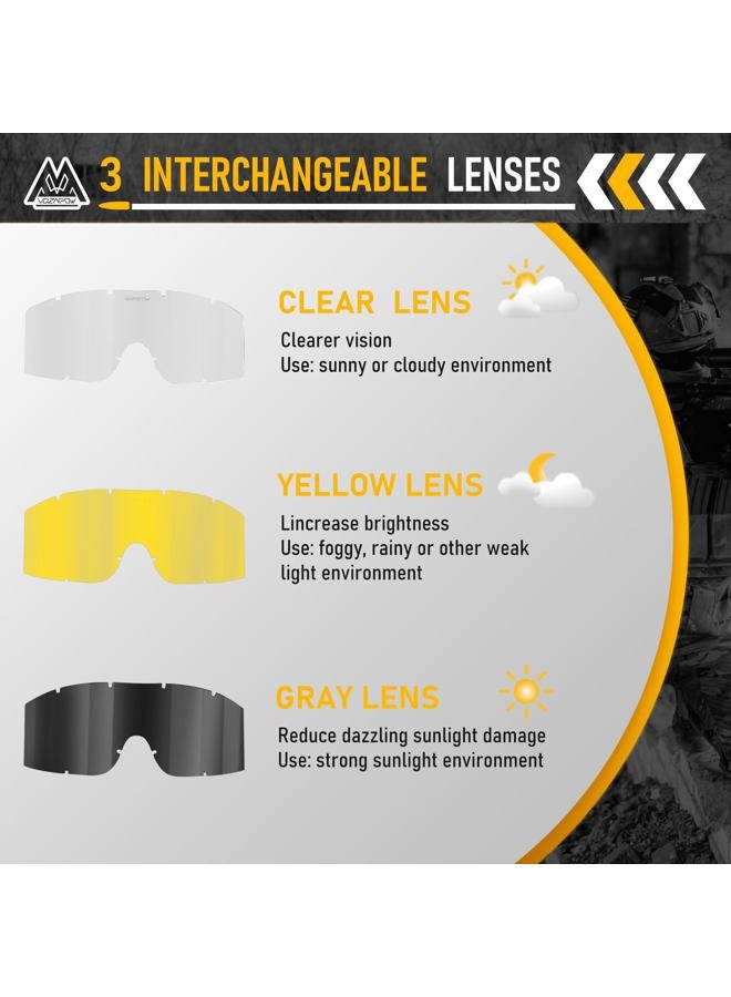 VOZAPOW Airsoft Goggles Anti Fog with ANSI Z87.1 Certified, Safety Goggles Impact Resistant, Tactical Shooting Glasses - Image 4