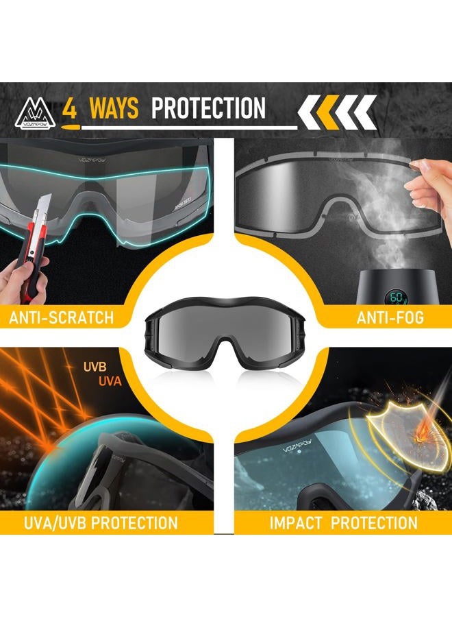 VOZAPOW Airsoft Goggles Anti Fog with ANSI Z87.1 Certified, Safety Goggles Impact Resistant, Tactical Shooting Glasses - Image 2