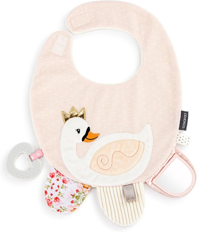 DEMDACO Mommy & Me 11.5 x 10 Inch Textured Fabric, Tactile, Teething Ring, Feeding, Activity Bib - Image 1