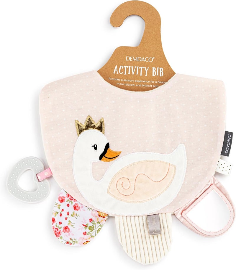 DEMDACO Mommy & Me 11.5 x 10 Inch Textured Fabric, Tactile, Teething Ring, Feeding, Activity Bib - Image 2