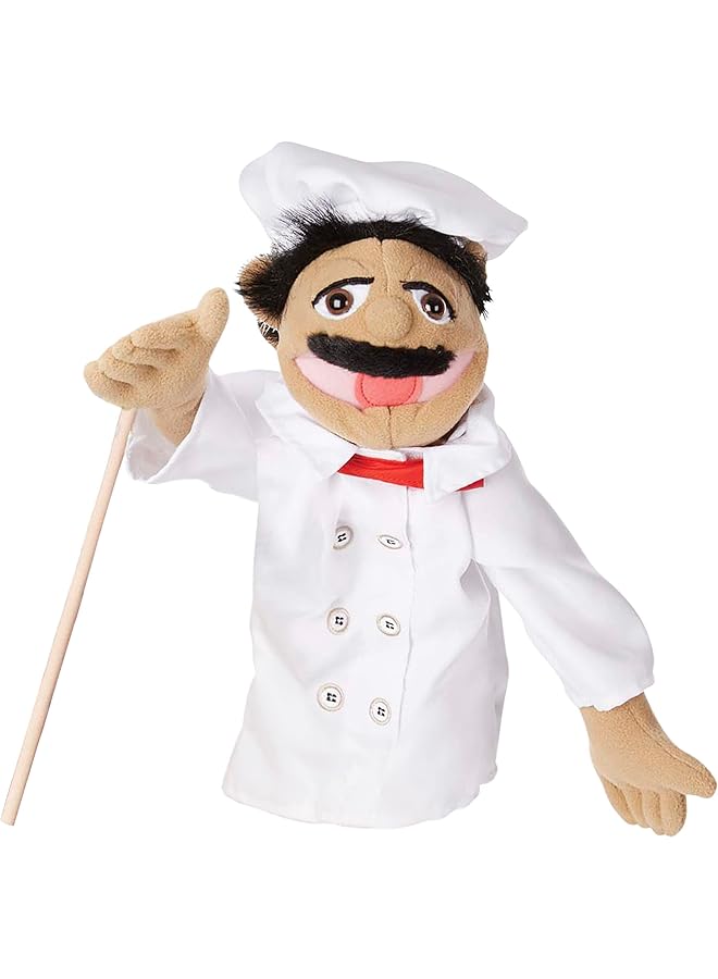 Melissa & Doug Chef Puppet Al Dente With Detachable Wooden Rod Pretend Play Chef Puppet Chef Pepe - Image 1