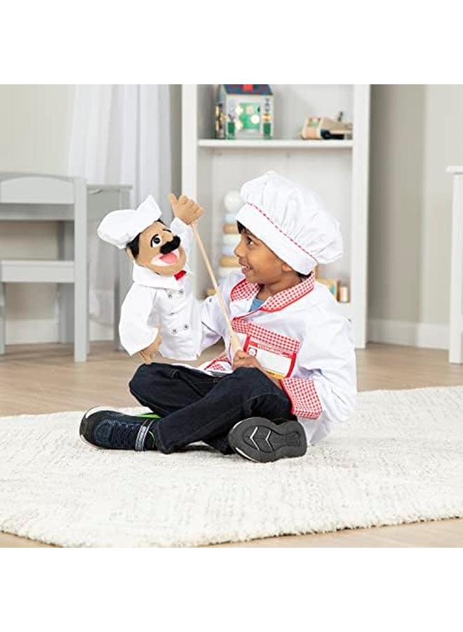 Melissa & Doug Chef Puppet Al Dente With Detachable Wooden Rod Pretend Play Chef Puppet Chef Pepe - Image 2