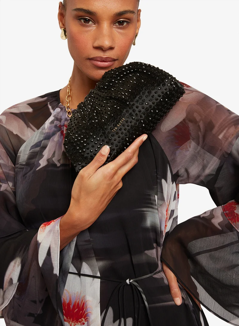 Ted Baker Hilarie Crystal Drawstring Gathered Clutch