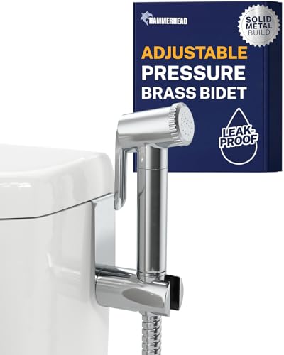 HammerHead Showers Solid Metal Adjustable Pressure Handheld Bidet Sprayer for Toilet Handheld Bidet Attachment with 47Inch Hose and LeakProof TValve Jet Spray for Toilet Muslim Shower Chrome - Image 1