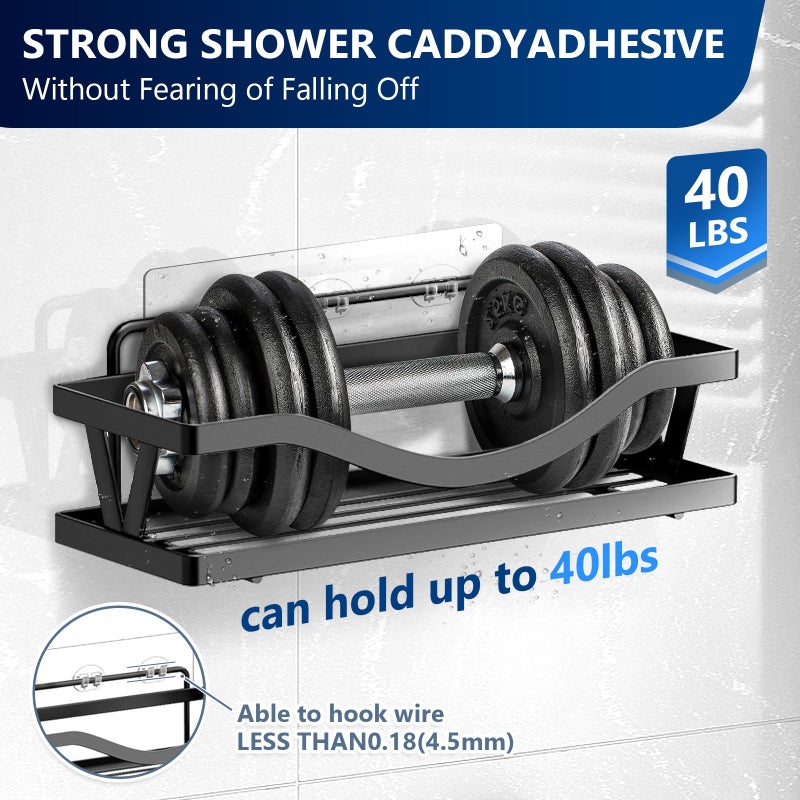 FGSAEOR 4 Pack Shower Shelf Adhesive Replacement  No Drilling Transparent Adhesive Hooks Stickers  Strong Wall Hook Strip for Shower Caddy Basket and Bathroom Shelf  Kitchen Racks (3 hooks) - Image 2