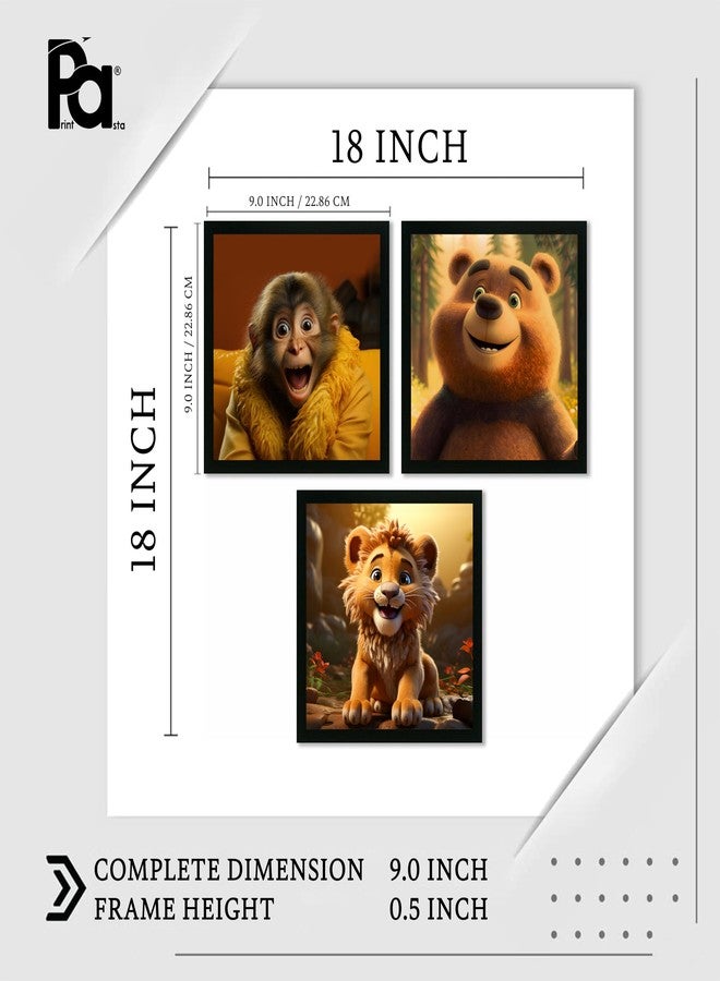 Printasta 3D Animal Photo Frames Set of 3 (9x9 Inch) – Kids Room Wall Decor with Colorful Animal Prints | Cute Wall Frames for Nursery, Play School, Bedroom & Home Decoration | Ready to Hang - Style C - Image 5