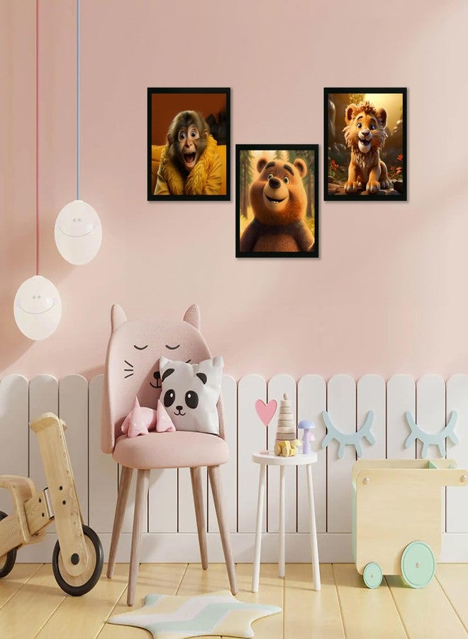 Printasta 3D Animal Photo Frames Set of 3 (9x9 Inch) – Kids Room Wall Decor with Colorful Animal Prints | Cute Wall Frames for Nursery, Play School, Bedroom & Home Decoration | Ready to Hang - Style C - Image 4