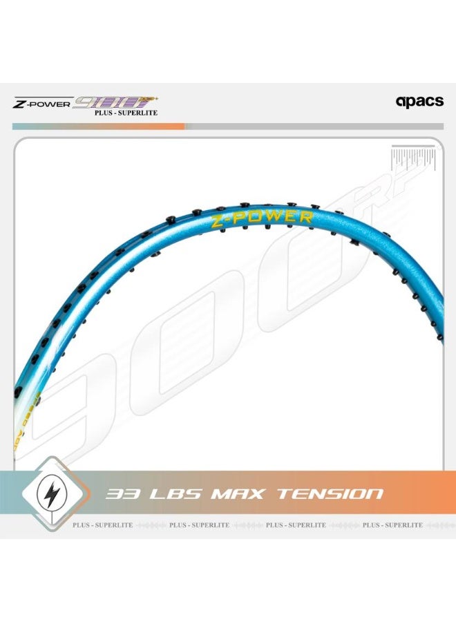 Apacs apacs Z Power 900 RP+ Super Lite (Lightweight, Extra Slim Shaft) 33LBS | Japan HMG Yellow, Blue Unstrung Badminton Racquet  (Pack of: 1, 75 g)  - Image 4