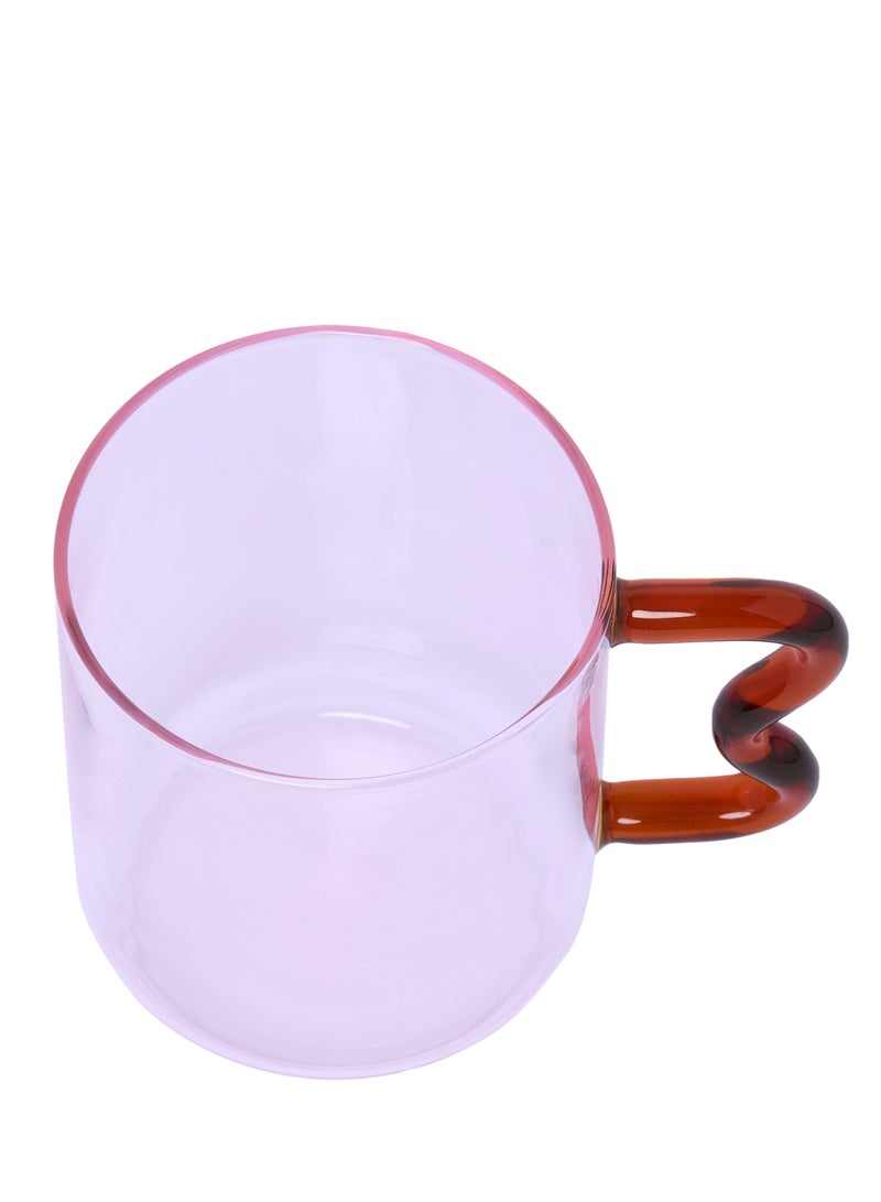 Prickly Pear Decor Curve Handle Glass Mug, Pink - Image 2