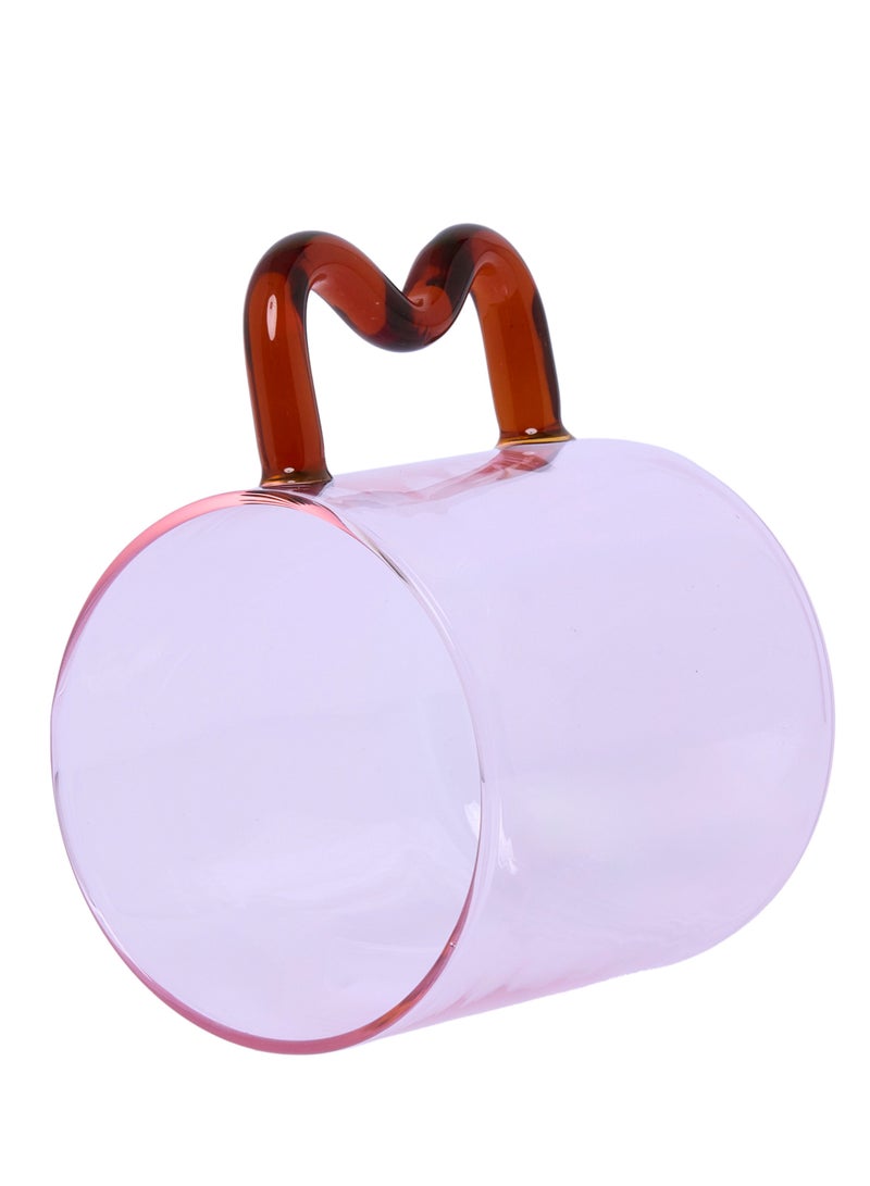 Prickly Pear Decor Curve Handle Glass Mug, Pink - Image 3