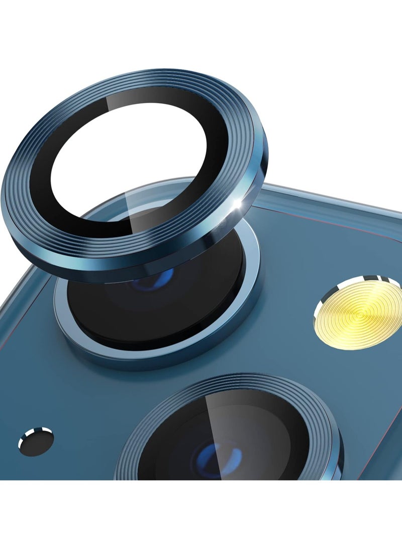 DUSALA Camera Lens Protector for iPhone 13 and iPhone 13 Mini , 9H Tempered Glass Metal Individual Ring Cover, HD Clear, 1 Set (Blue) - Image 1