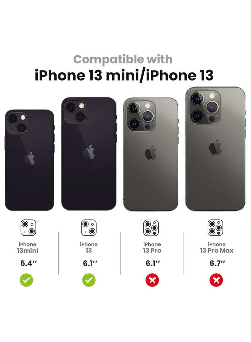 DUSALA Camera Lens Protector for iPhone 13 and iPhone 13 Mini , 9H Tempered Glass Metal Individual Ring Cover, HD Clear, 1 Set (Blue) - Image 2