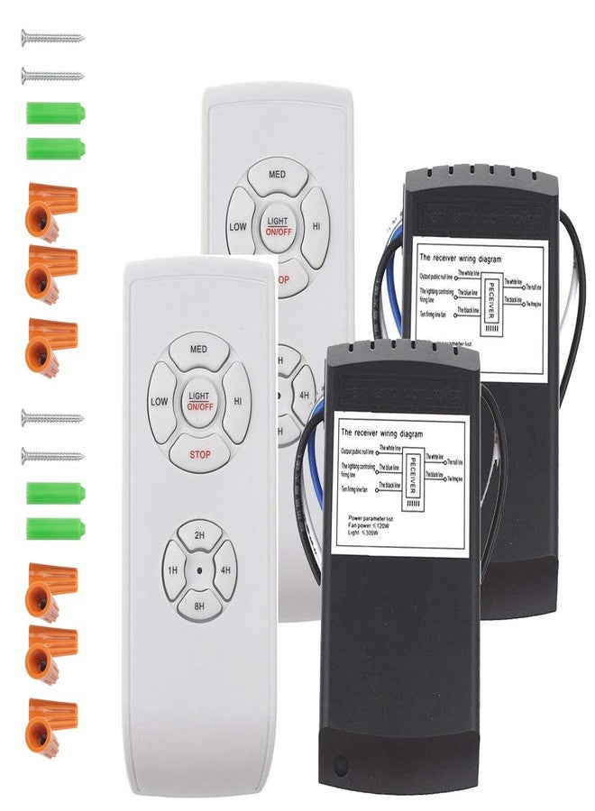 LPHUMEX 2 Pack Universal Ceiling Fan Remote Control Kits, 3-in-1 Fan Speed, Timing and Light Wireless Remote Control for Ceiling Fan Light, Fit for Hunter Minka-Aire Hampton Bay Honeywell and More - Image 1