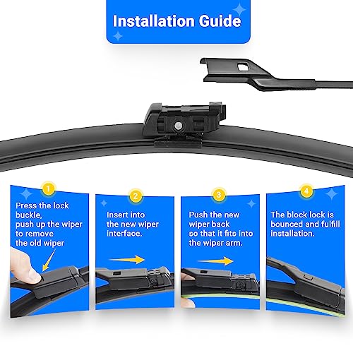 Raintok راينتوك 24" 20" شفرات مساحات الزجاج الأمامي بديل لسيارات أودي Q3 من 2015-2020 و أودي Q5 SQ5 A5 S5 RS5 A4 S4 A4 Allroad كواترو مجموعة شفرات المساحات الأمامية بجودة المصنع الأصلية لسيارتي - Image 4