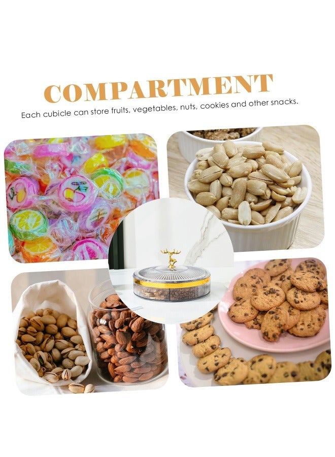 شيبشيب صينية تقديم دائرية مقسمة Œ5 طبق مكسرات سكوبارتي مع غطاء شفاف 25.5x8 سم - Image 3