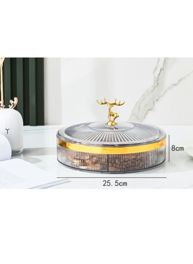 شيبشيب صينية تقديم دائرية مقسمة Œ5 طبق مكسرات سكوبارتي مع غطاء شفاف 25.5x8 سم - Image 2