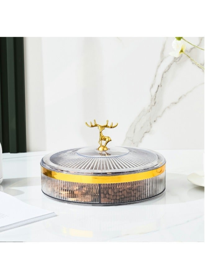 شيبشيب صينية تقديم دائرية مقسمة Œ5 طبق مكسرات سكوبارتي مع غطاء شفاف 25.5x8 سم - Image 1