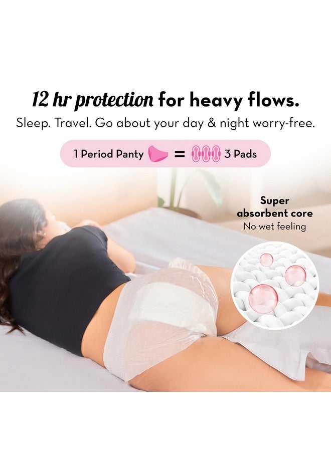 Plush Comfort High Waist Disposable Period Panties For Women - 5 Pcs M/L (60-100Cm) | Anti-Bacterial | 12-Hour Protection | 360° Coverage | Rash-Free | Ideal For Heavy Flow & Overnight Use | White Color  - Image 2