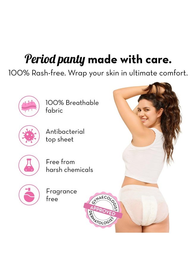 Plush Comfort High Waist Disposable Period Panties For Women - 5 Pcs M/L (60-100Cm) | Anti-Bacterial | 12-Hour Protection | 360° Coverage | Rash-Free | Ideal For Heavy Flow & Overnight Use | White Color  - Image 5