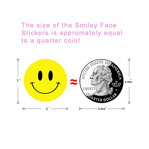 Hcode Happy Face Paper Stickers, 1 Inch Yellow, 500 Pieces per Roll, Permanent Adhesive, for Teachers, Parties, Rewards, Kids - Image 3